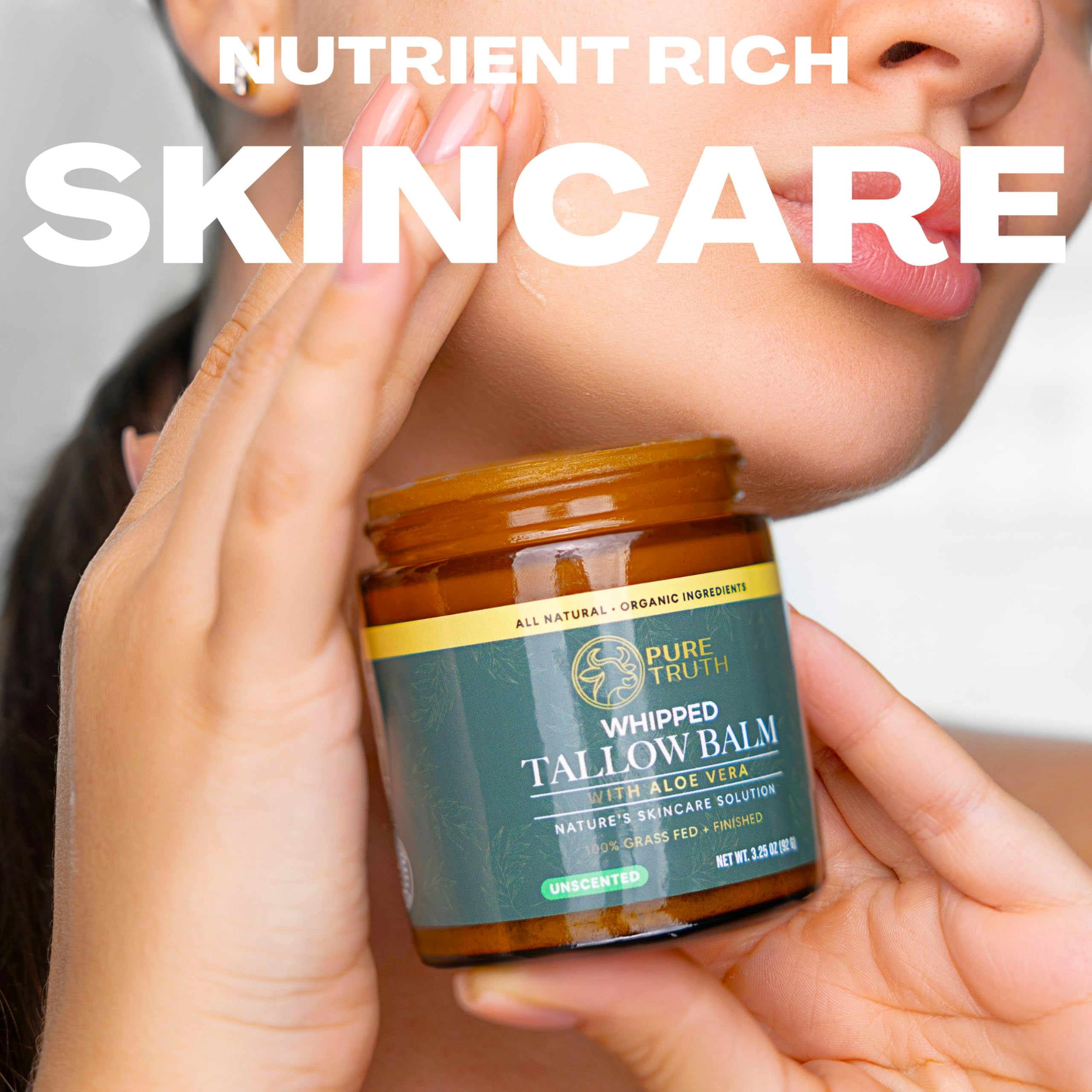 Pure Truth grass-fed beef tallow USA origin image underscoring high-quality skincare