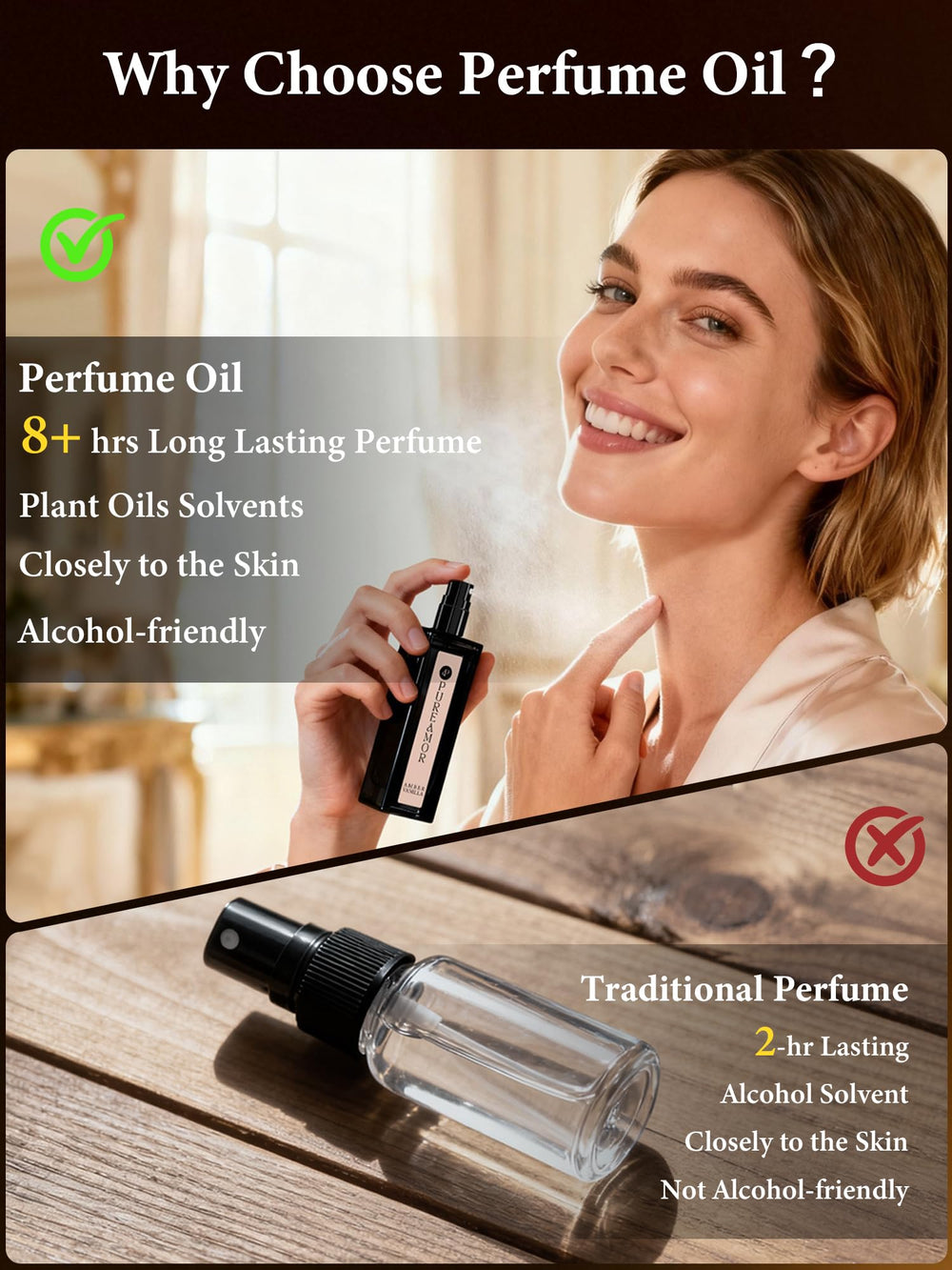 PUREAMOR Amber Vanilla heart notes image highlights coffee and jasmine warmth.