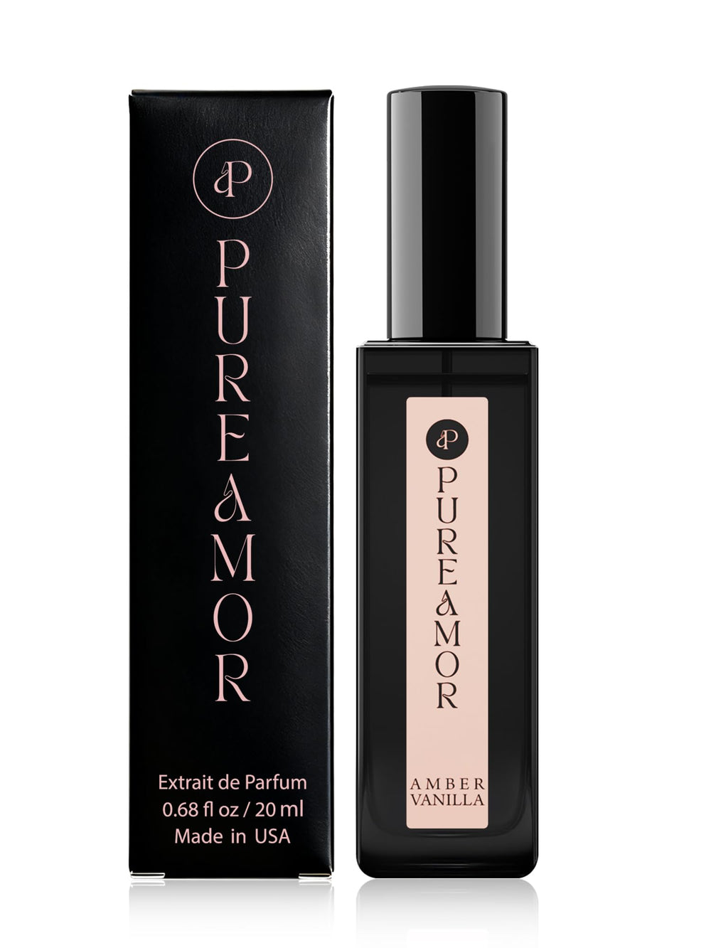PUREAMOR Amber Vanilla spray image demonstrates even distribution and spill-free use.