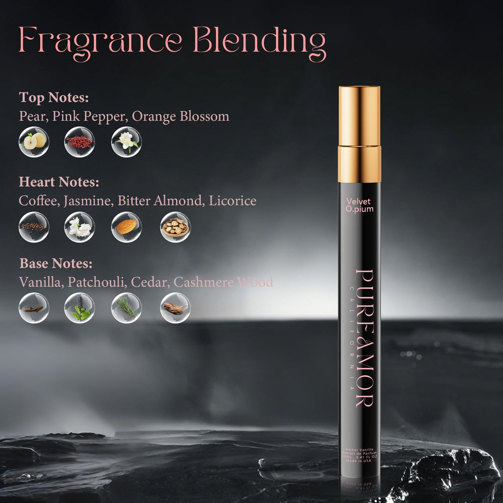 PUREAMOR amber-vanilla travel-size bottle for on-the-go moments