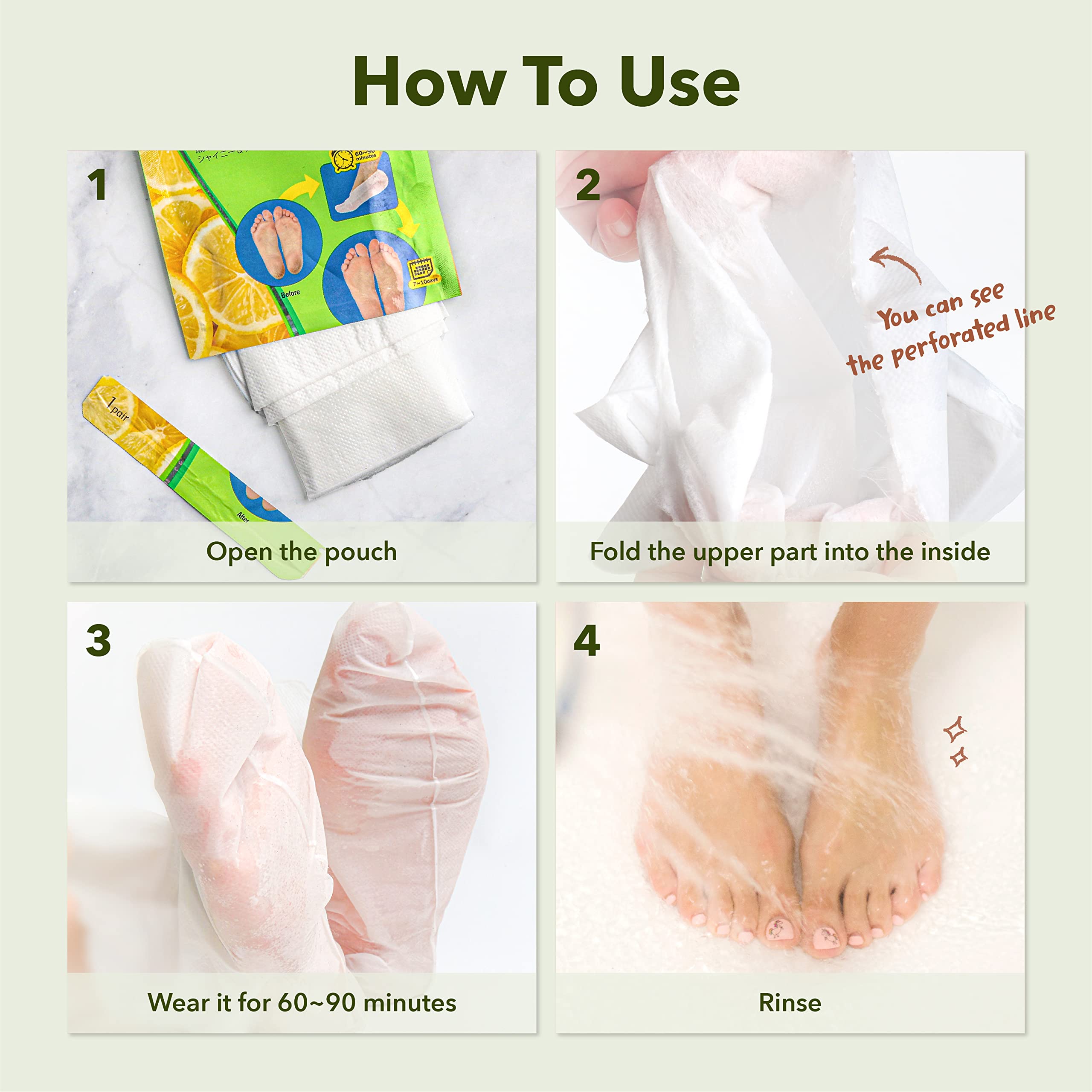 Purederm Shiny & Soft Foot Peeling Mask provides deep nourishment to dry skin.