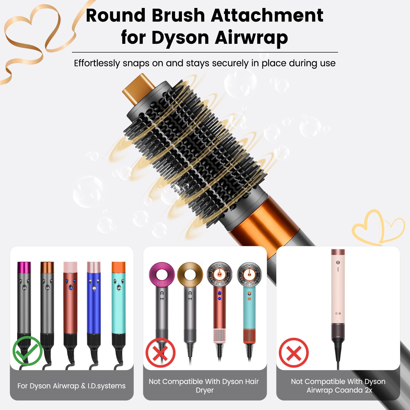 PUREGUST Airwrap-compatible brush fits HS01/HS05/HS08 for reliable styling.