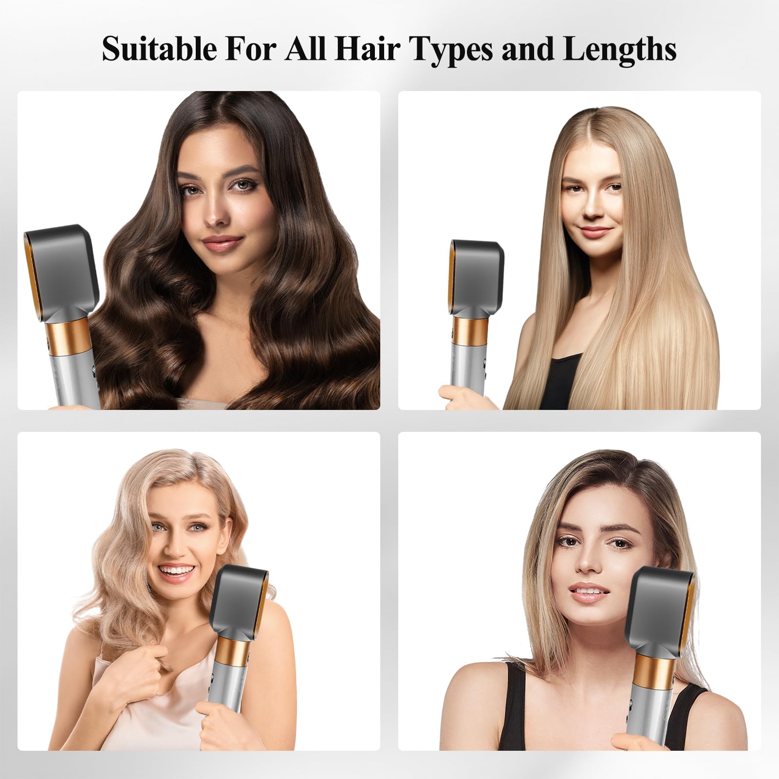 PUREGUST pre-styling nozzle supports all hair types and lengths for versatile use.