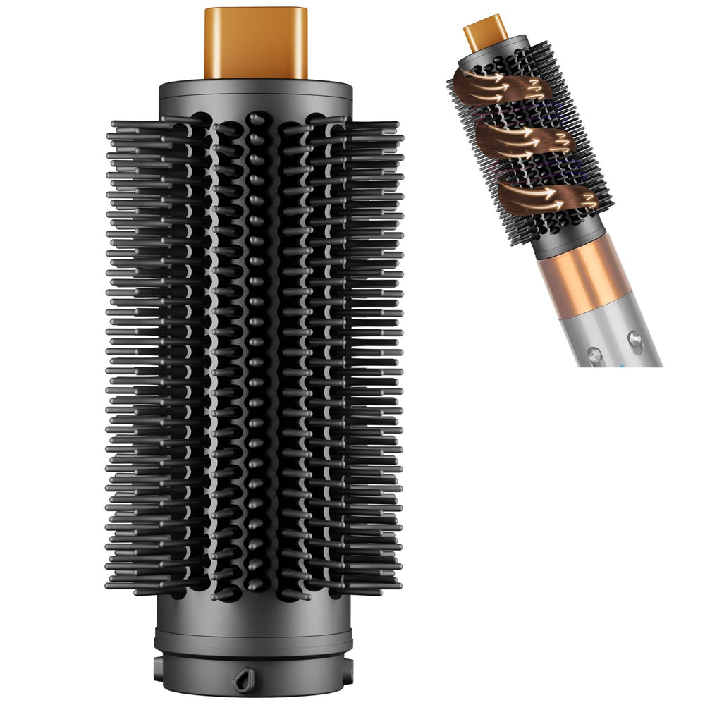 PUREGUST Dyson Airwrap round brush attachment close-up with upgraded bristles for smooth frizz control.