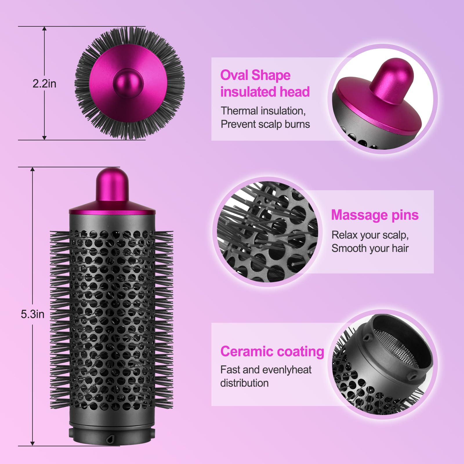 PUREGUST rose finish packaging for Dyson Airwrap round brush attachment accessory