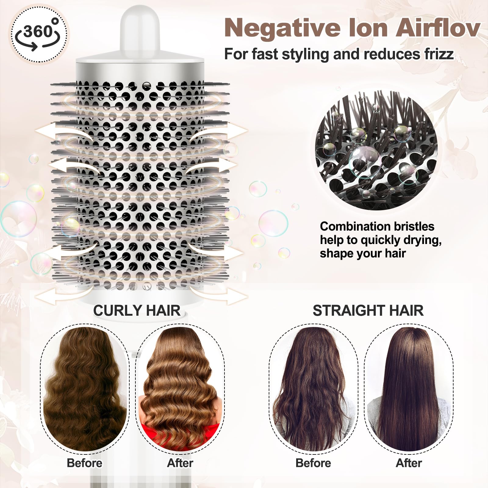 PureGUST round brush attachment root lift for voluminous straight to curly hair
