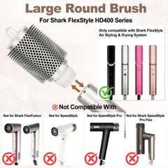 PureGUST round brush attachment showing Shark FlexStyle compatibility for easy attachment