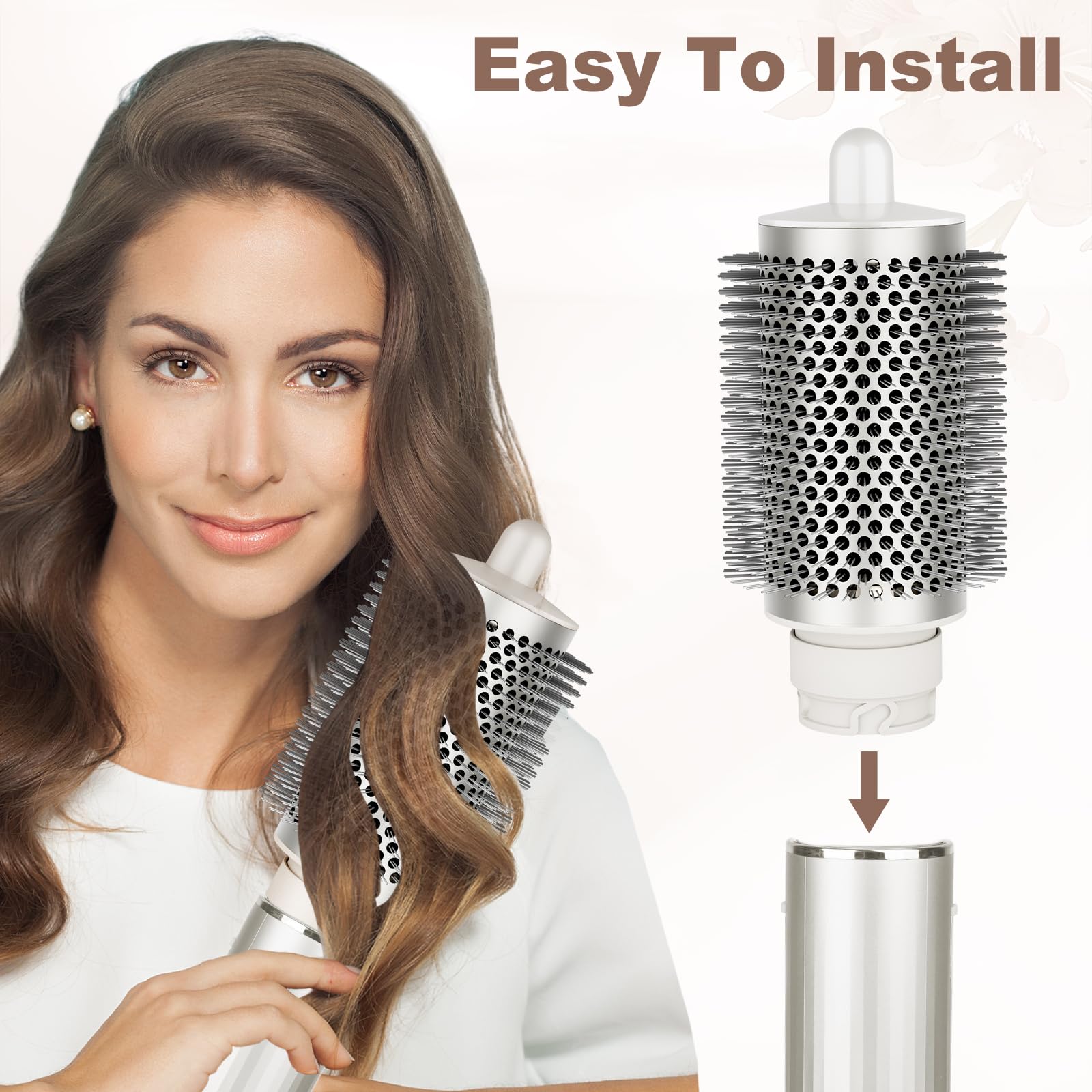 PureGUST round brush attachment in-use during styling session highlighting volume