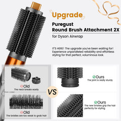 PUREGUST round brush bristles close-up highlighting tangle-free smoothing and daily durability.