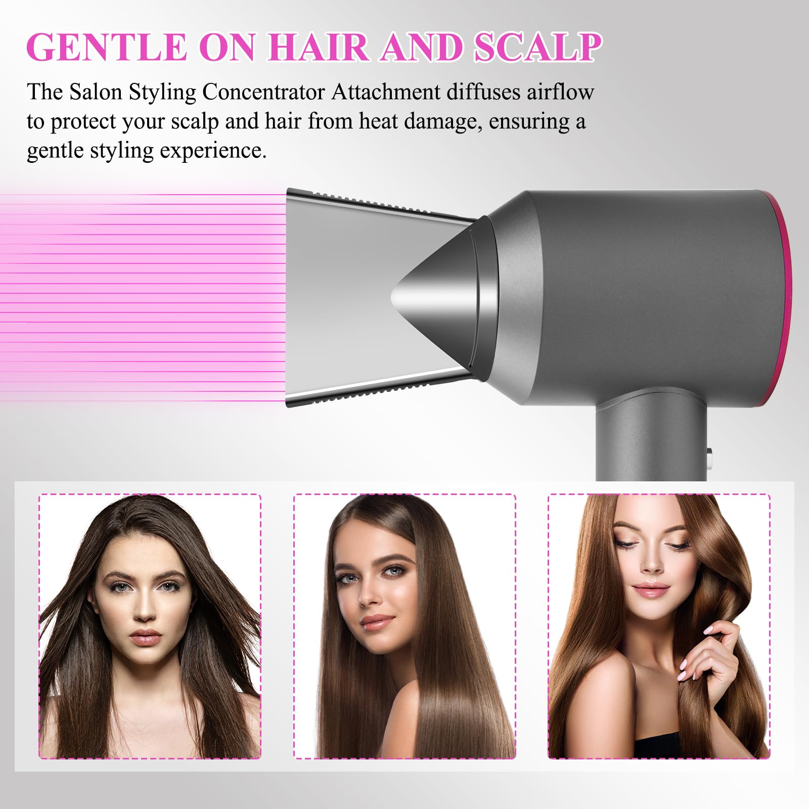 PureGUST magnetic-attachment close-up shows quick, secure fit for fast styling.