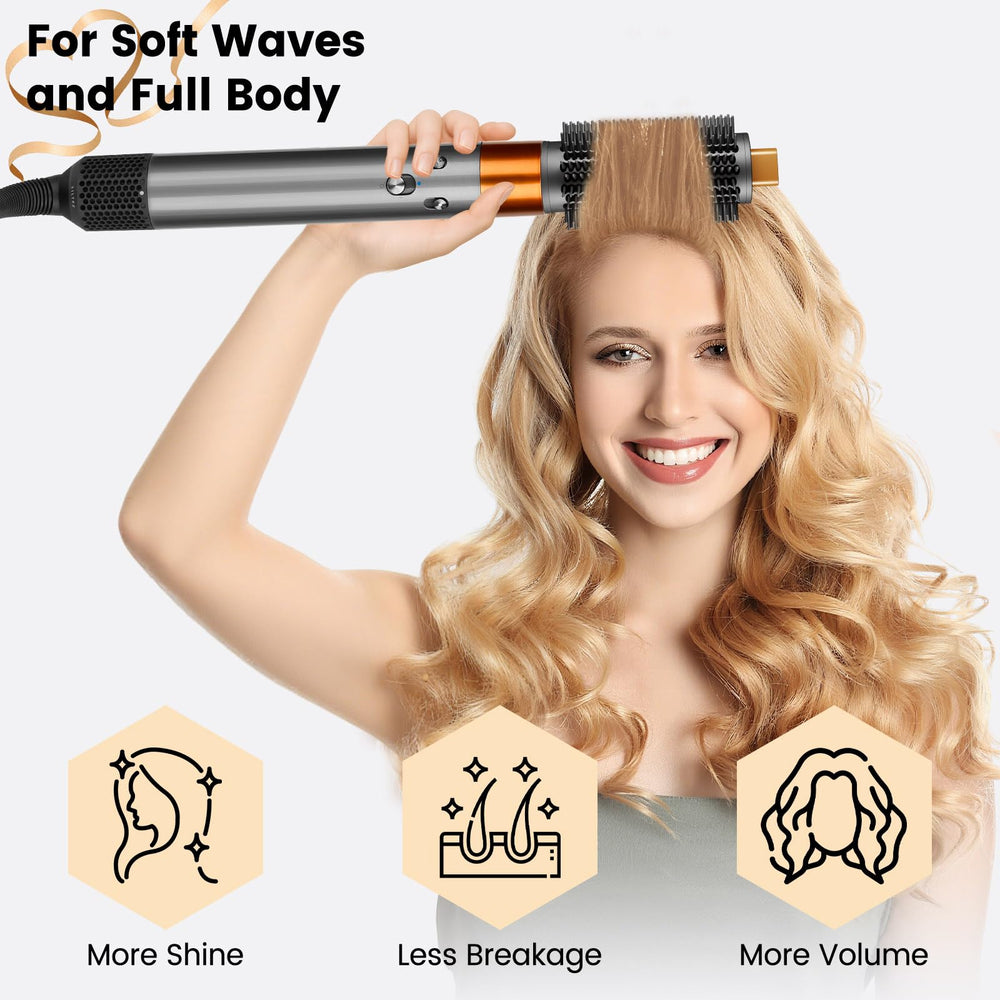 PUREGUST smoothing brush shows frizz reduction for a polished look.