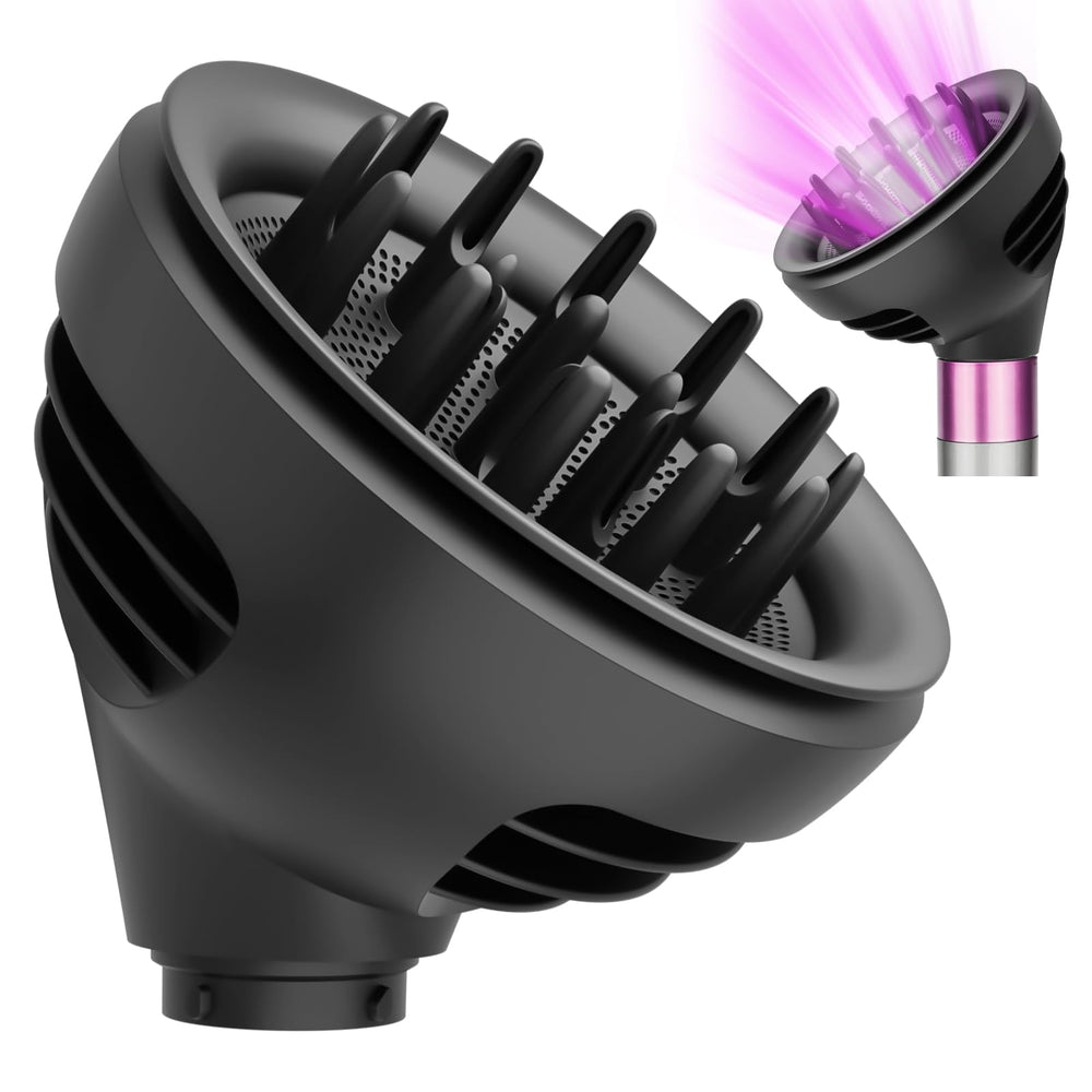 PureGUST Wave Curl Diffuser attachment close-up showing easy Dyson Airwrap fit for defined curls.