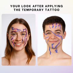 Purehair purple-ombre-tattoo arm-on-skin displays vivid color for events.