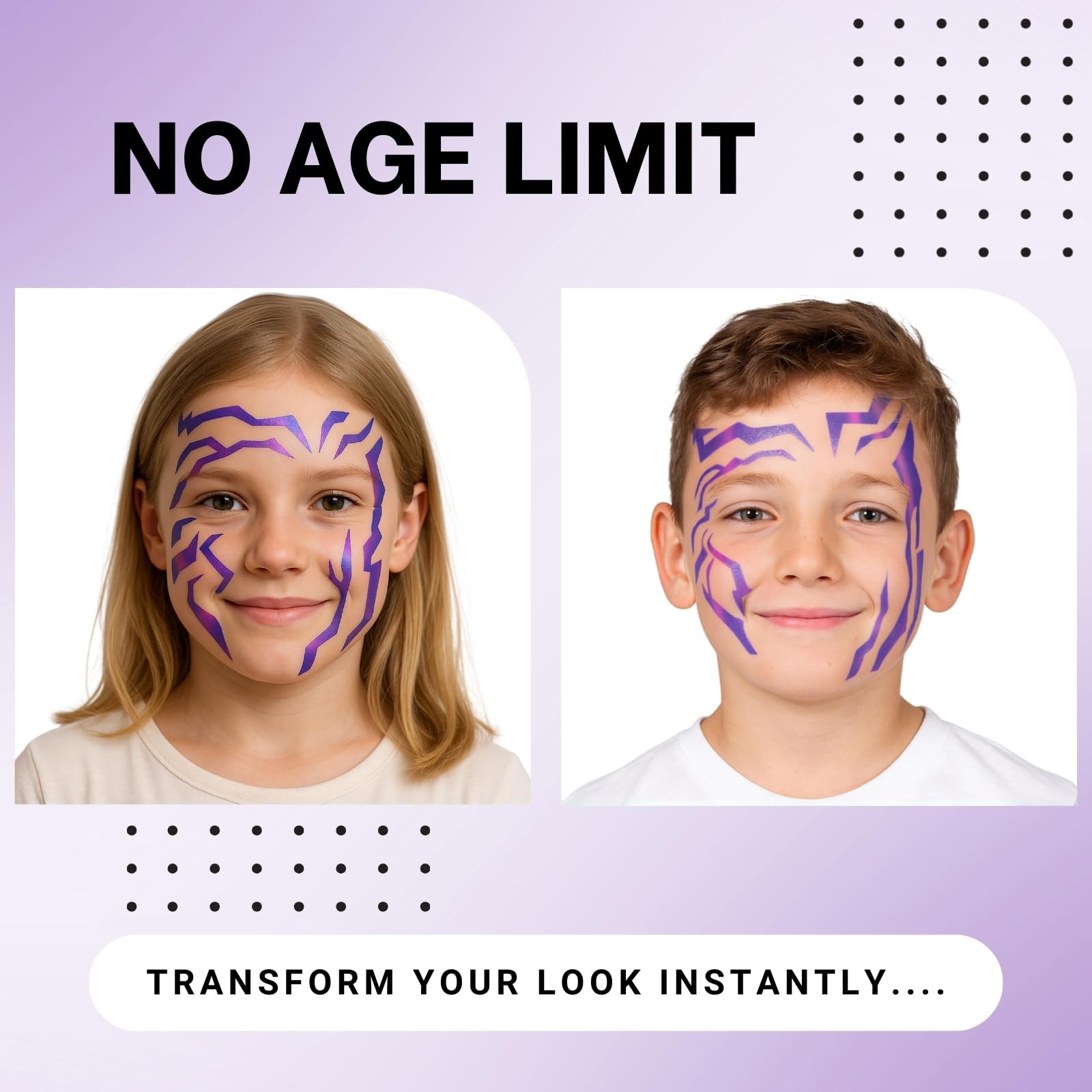 Purehair purple-ombre-tattoo on-glam-look highlights long-wear waterproof body art.
