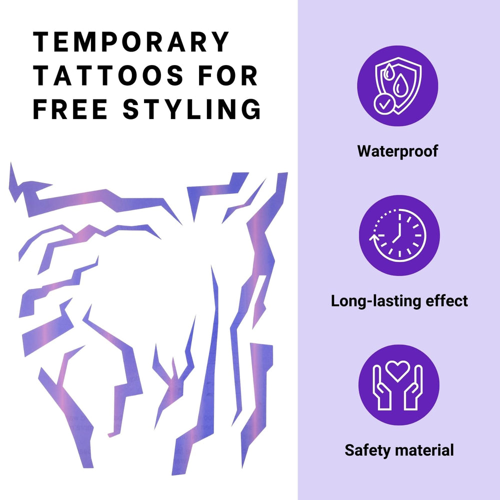Purehair purple-ombre-tattoo waterproof-durability endures sweat and movement.