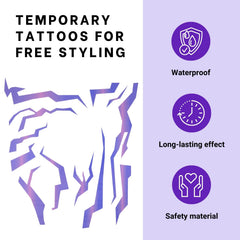 Purehair purple-ombre-tattoo waterproof-durability endures sweat and movement.