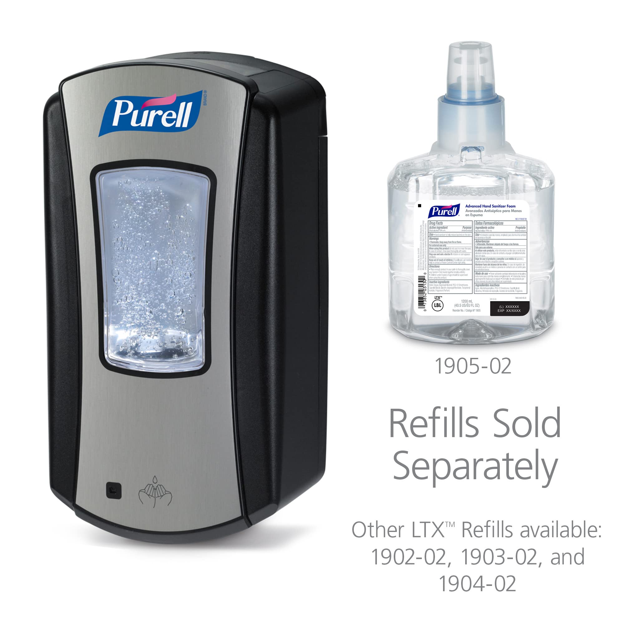 Purell LTX-12 refill window shows available supply at a glance.