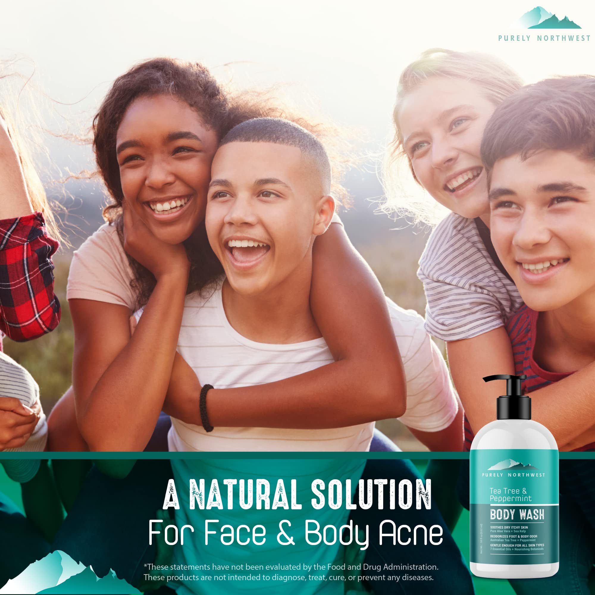 Purely Northwest Tea Tree Wash moisturizing formula for softer skin