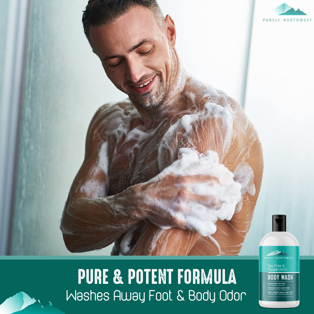 Purely Northwest Tea Tree Body Wash closeup of tea tree oil for revitalizing skin