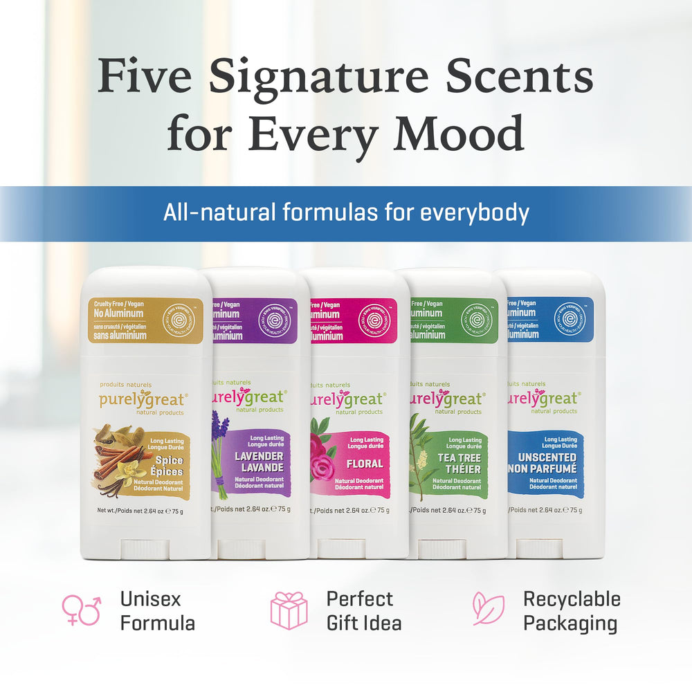 Purelygreat aluminum-free formula visual emphasizes gentle underarm care.