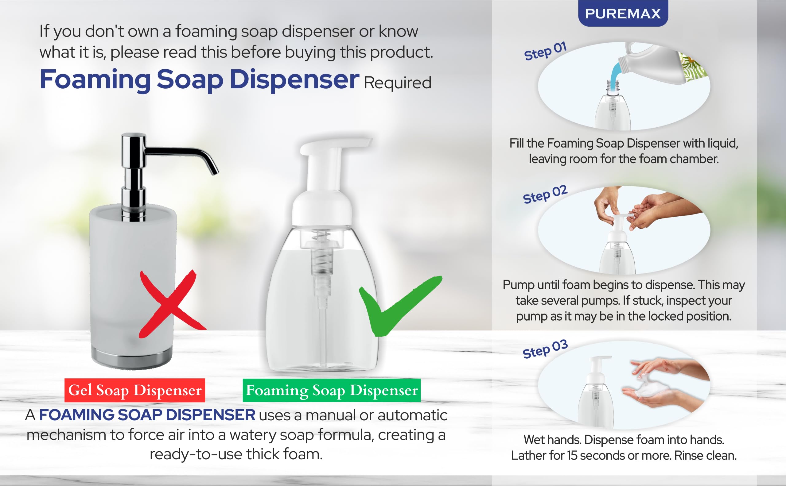 Puremax kitchen and bathroom use in high-traffic areas