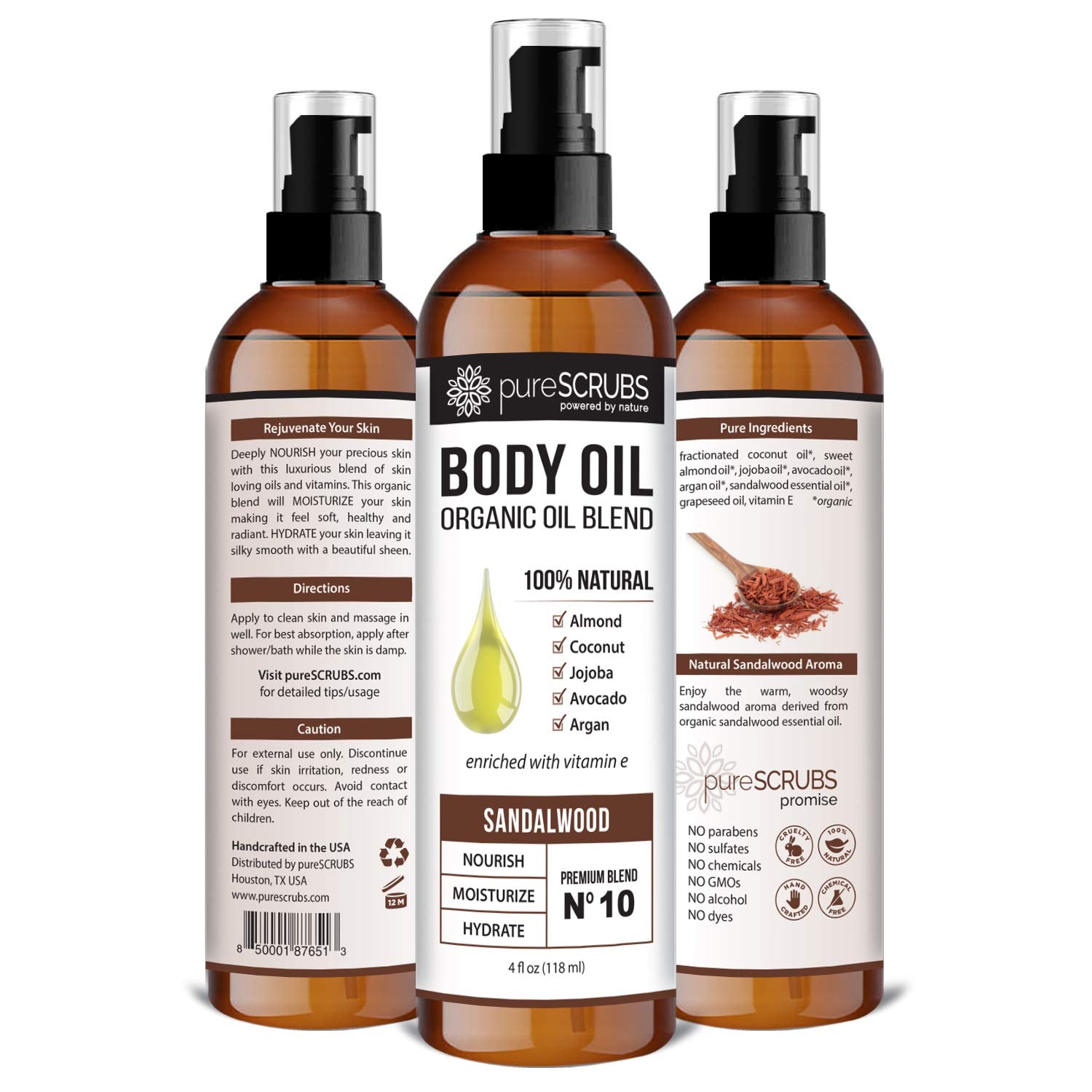 purescrubs aceite corporal masaje seda: deslizamiento suave y absorción rápida.