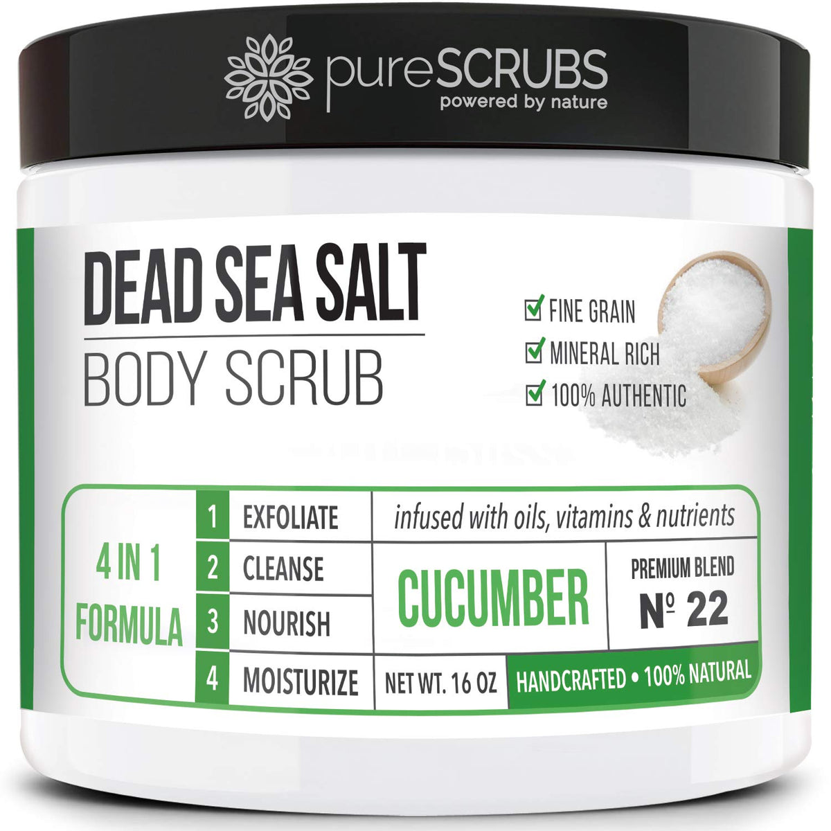 PureSCRUBS cucumber body scrub set jar showcases premium texture for smoother skin