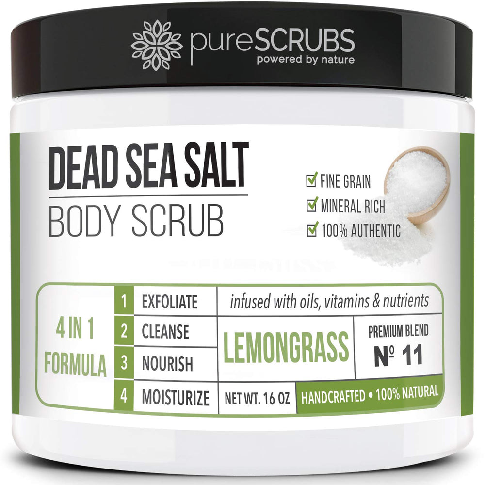 PureSCRUBS lemongrass scrub jar for smooth skin and spa-like care
