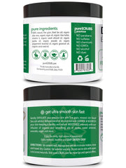 pureSCRUBS Peppermint aroma scrub jar closeup highlighting refreshing scent and cleansing feel.