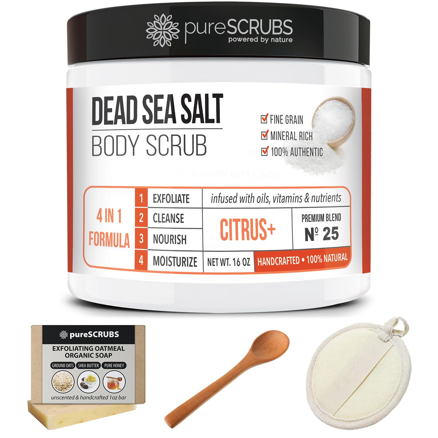 pureSCRUBS gift-ready citrus scrub set with accessories