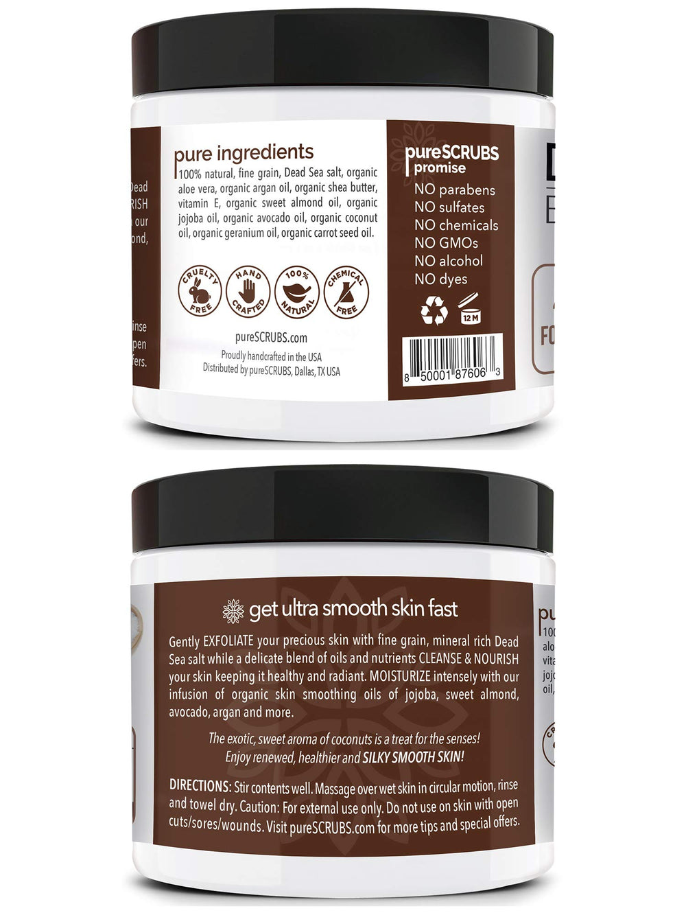 pureSCRUBS Premium Coconut Body Scrub Wooden Spoon — easy scoop and even application.