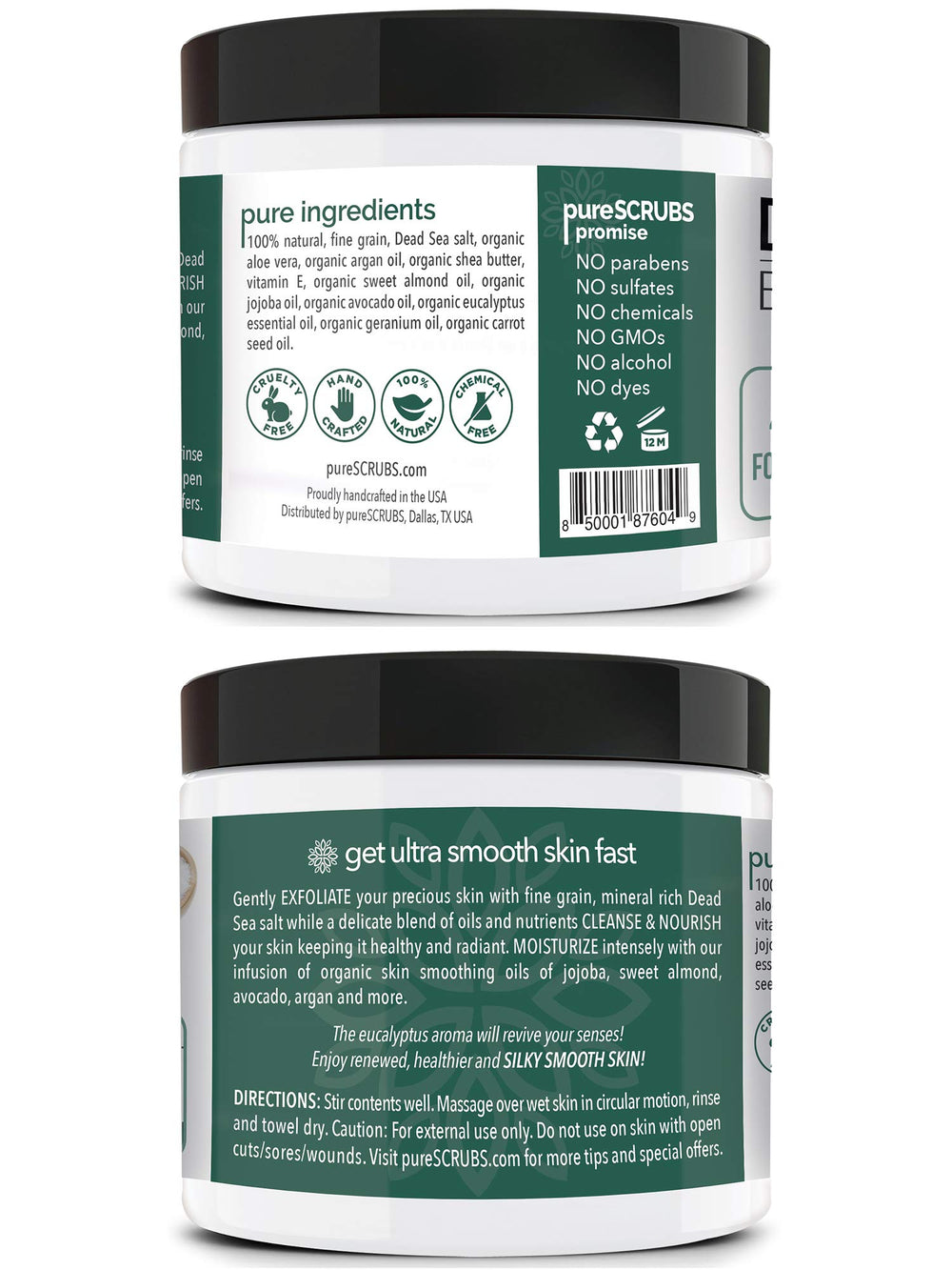 PureSCRUBS eucalyptus scrub set wooden spoon highlights easy scooping and neat prep.