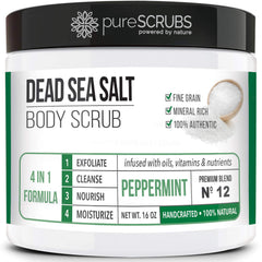 pureSCRUBS Premium Sea Salt Scrub 16oz jar with potential smoothing texture.