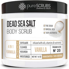 PureSCRUBS premium vanilla body scrub jar for smooth radiant skin