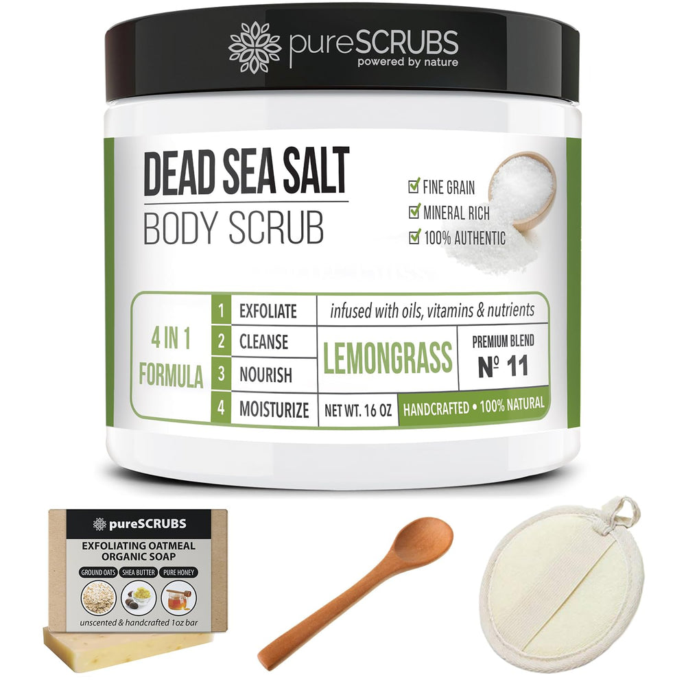 PureSCRUBS shower-ready display shows large 16oz jar