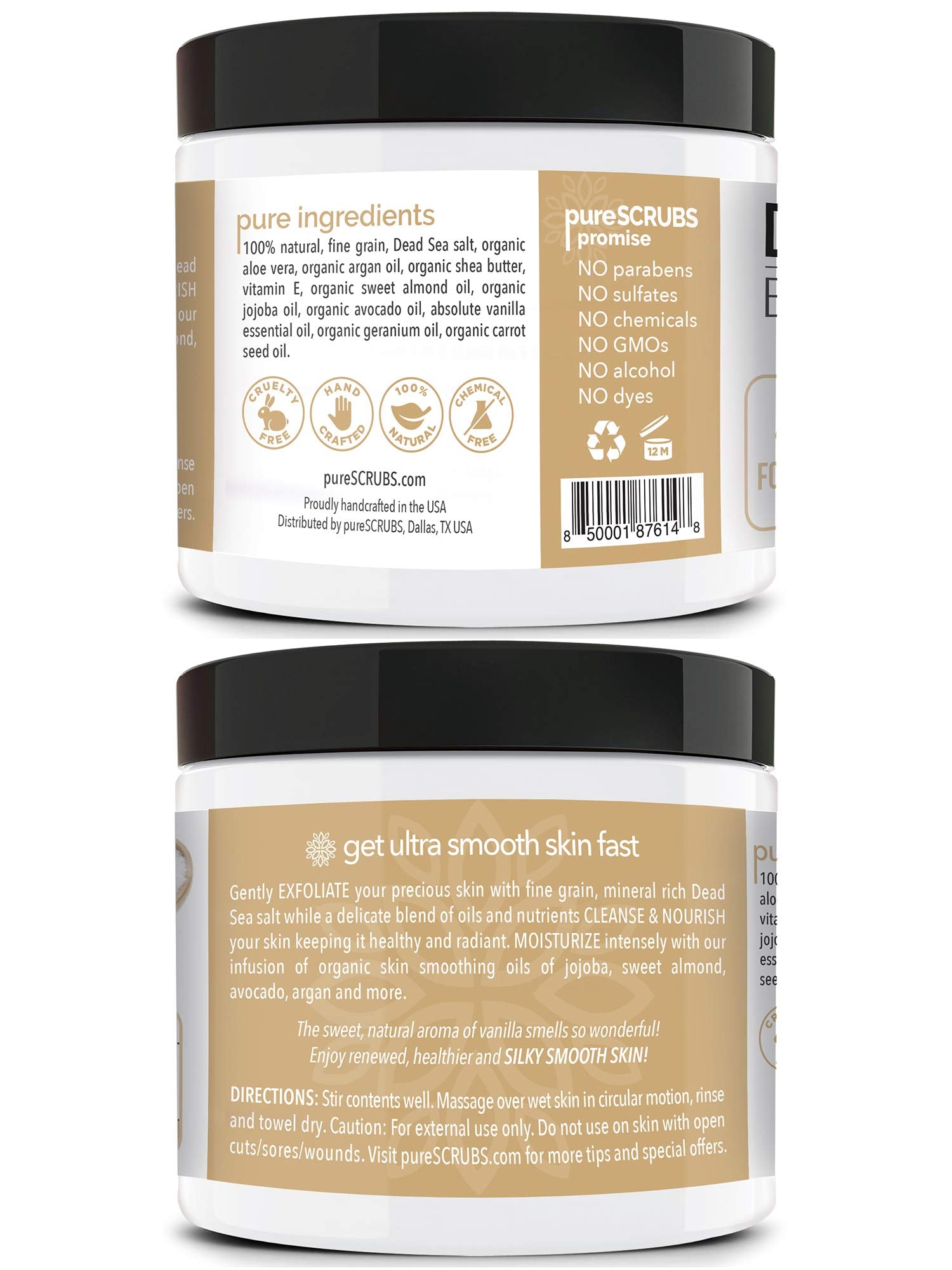PureSCRUBS vanilla aroma bottle highlighting soothing spa-like scent