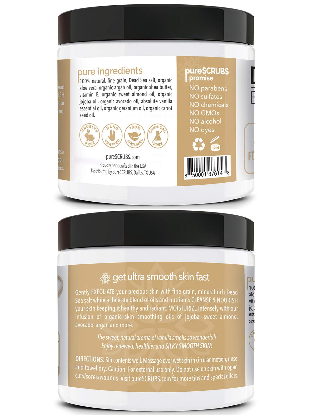 PureSCRUBS vanilla aroma bottle highlighting soothing spa-like scent