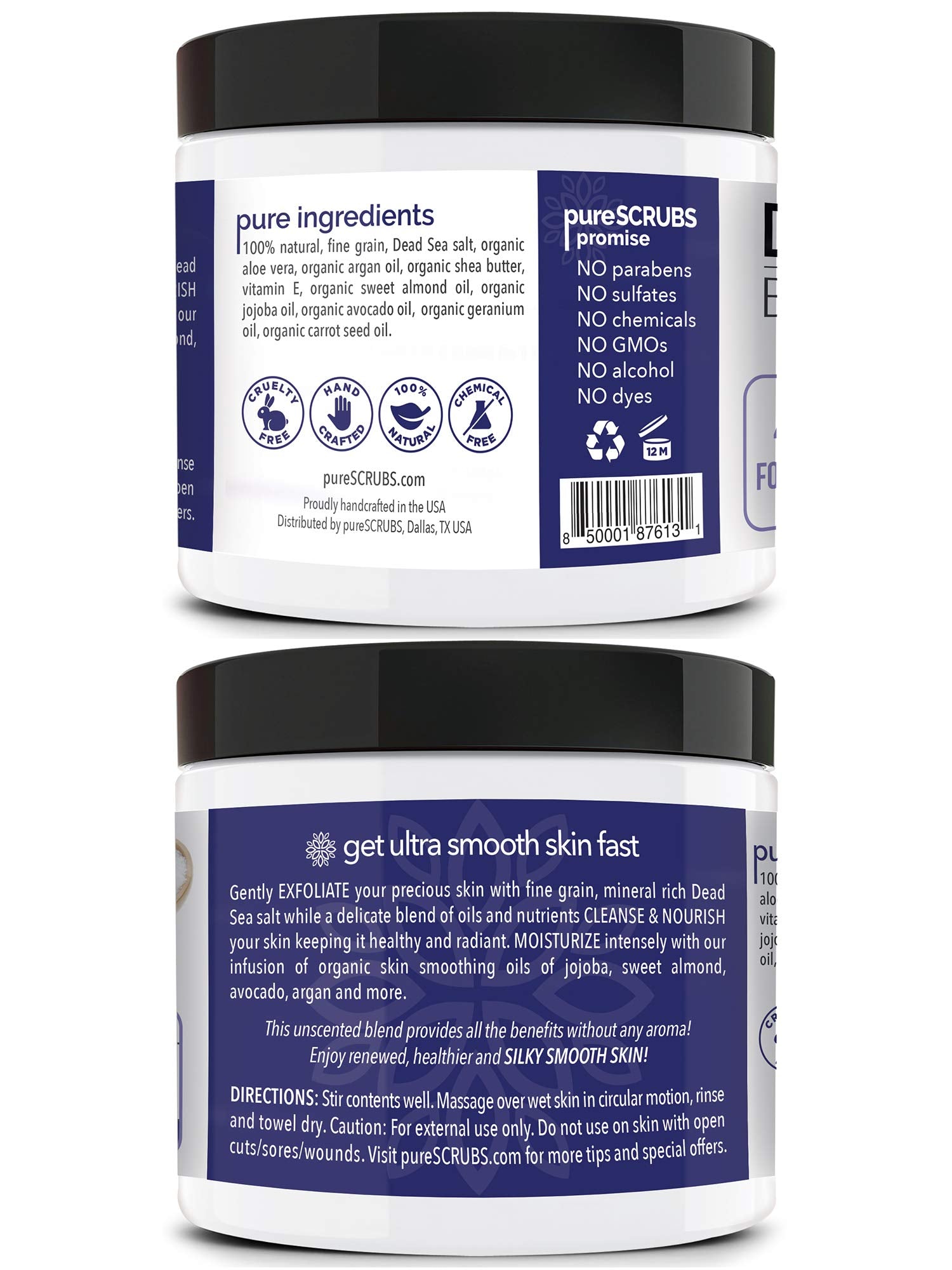 PureSCRUBS wooden spoon included for mess-free scooping and application.