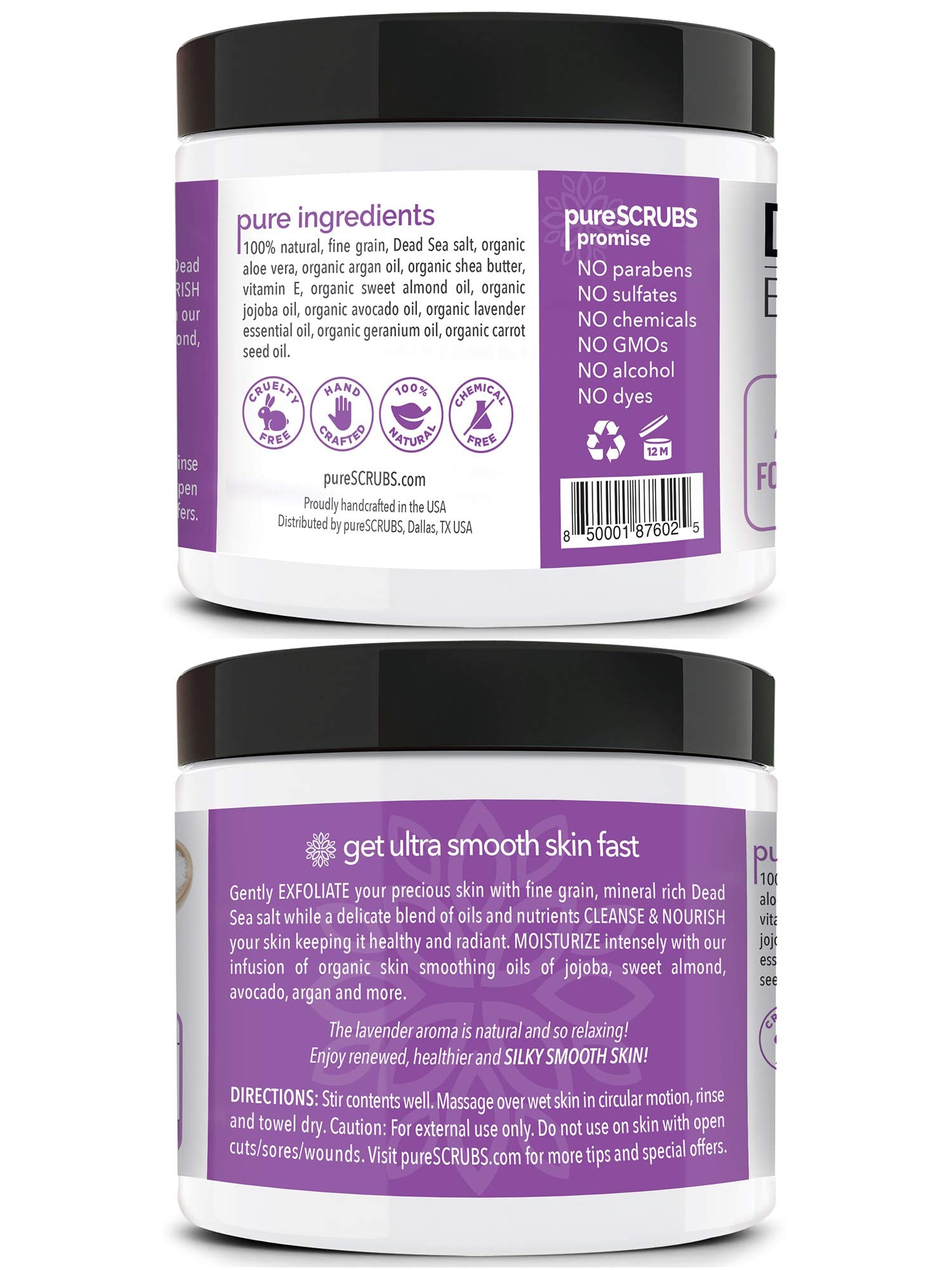PureSCRUBS wooden spoon included for easy scooping and mess-free application