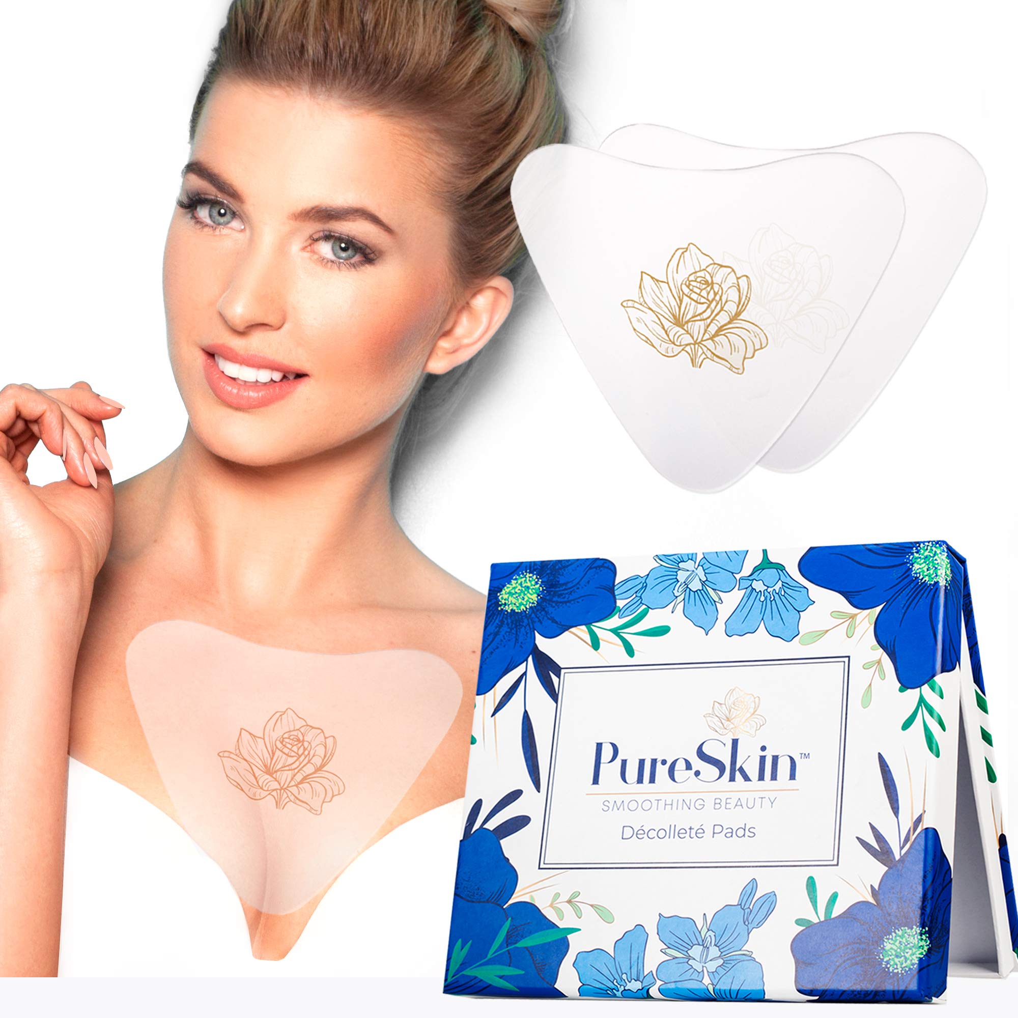 PureSkin Chest Wrinkle Pads close-up patch for smoother décolletage overnight.