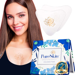 PureSkin Chest Wrinkle Pads packaging closeup highlighting hydration for overnight smoothing