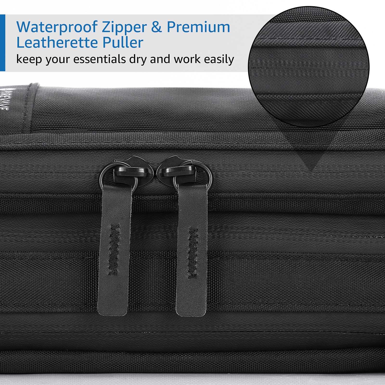 Purevave compact mens toiletry bag back compartment for creams and grooming items