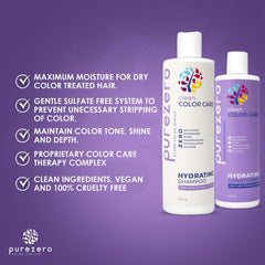 Purezero Clean Color Care Conditioner bottle emphasizes moisture and color preservation.