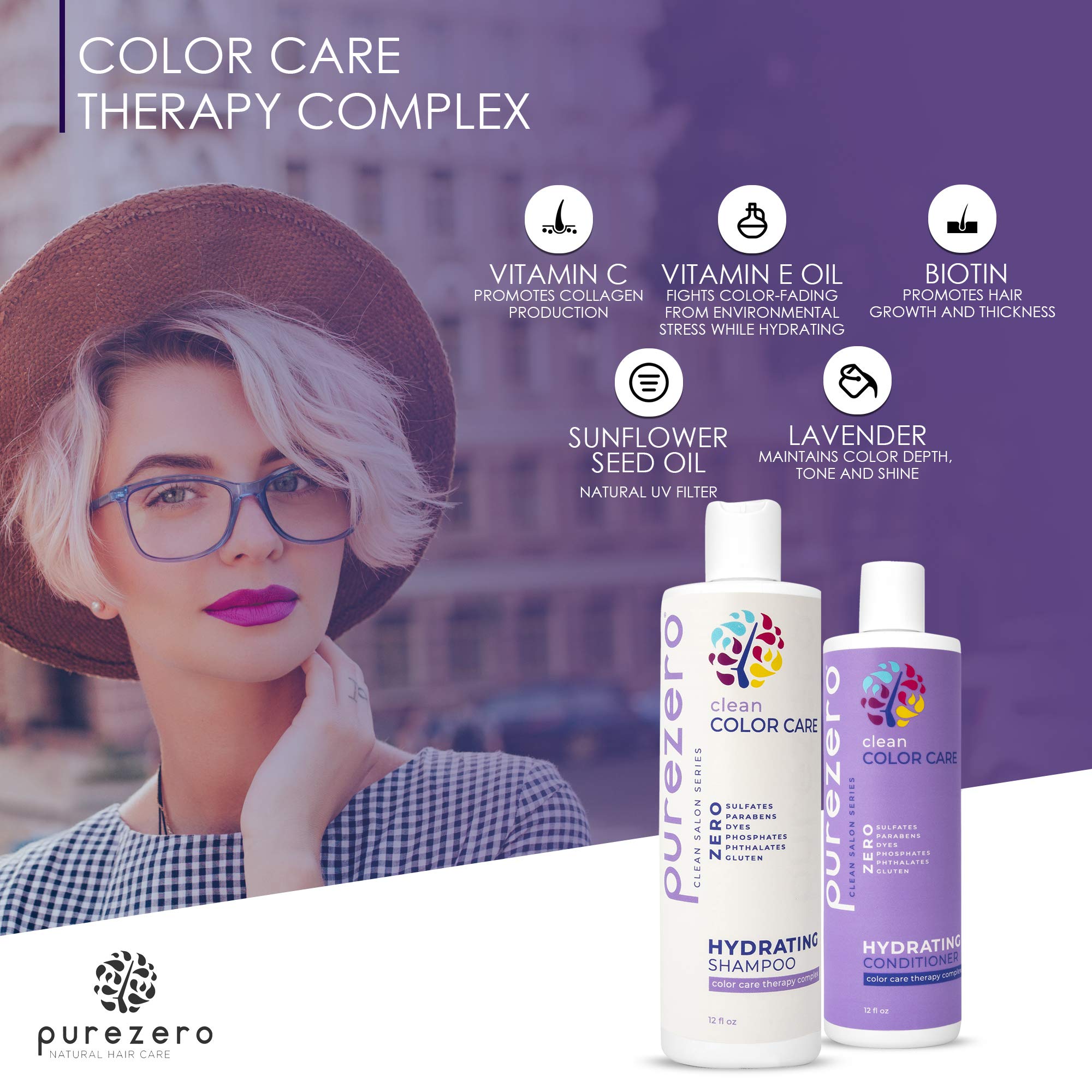 Purezero Clean Color Care Conditioner rinse shows smooth detangling and shine.