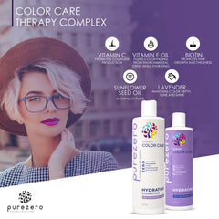 Purezero Clean Color Care Conditioner rinse shows smooth detangling and shine.