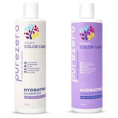 Purezero Clean Color Care Shampoo bottle demonstrates color protection and daily hydration.
