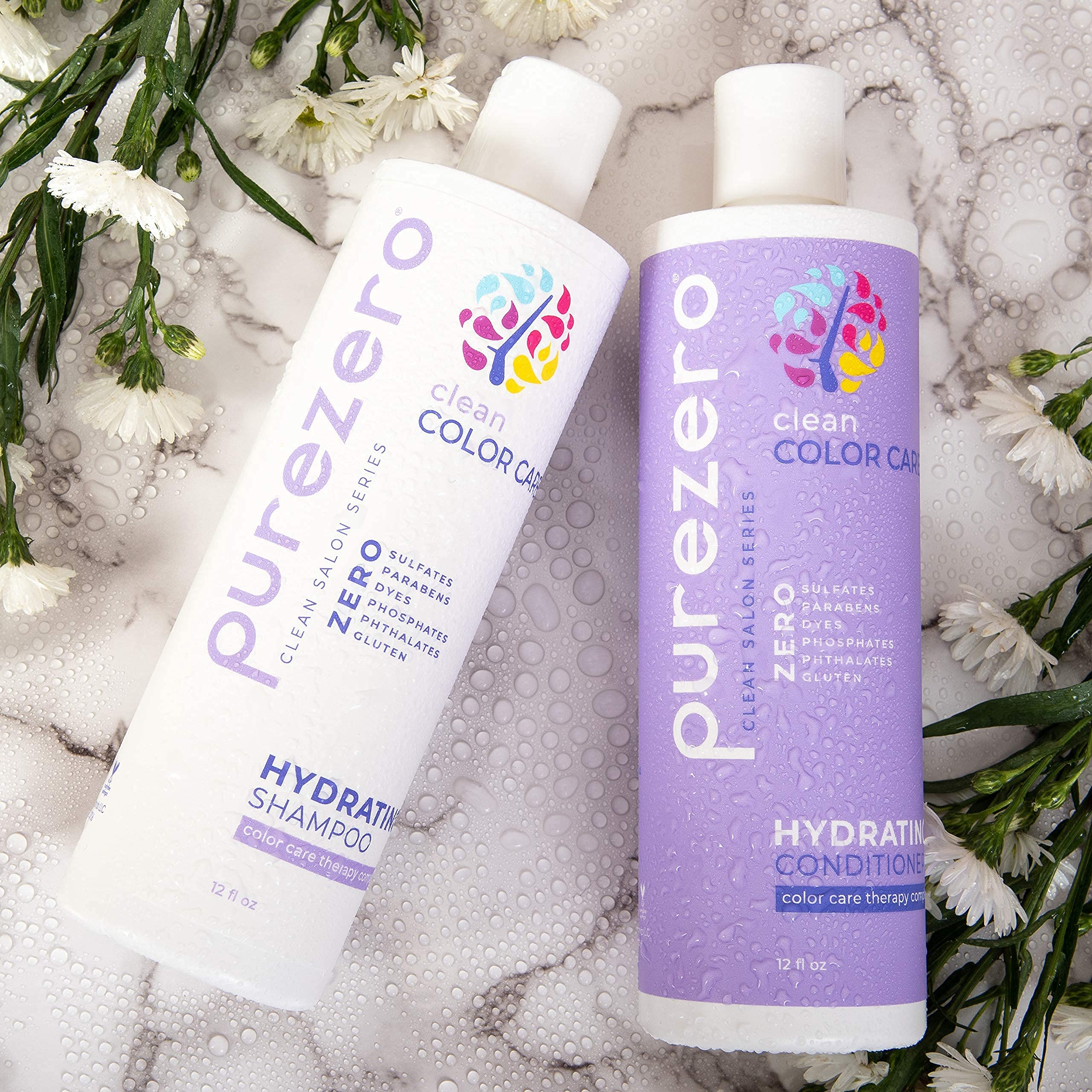 Purezero Clean Color Care Shampoo lather detail highlighting gentle cleansing for color-treated hair.