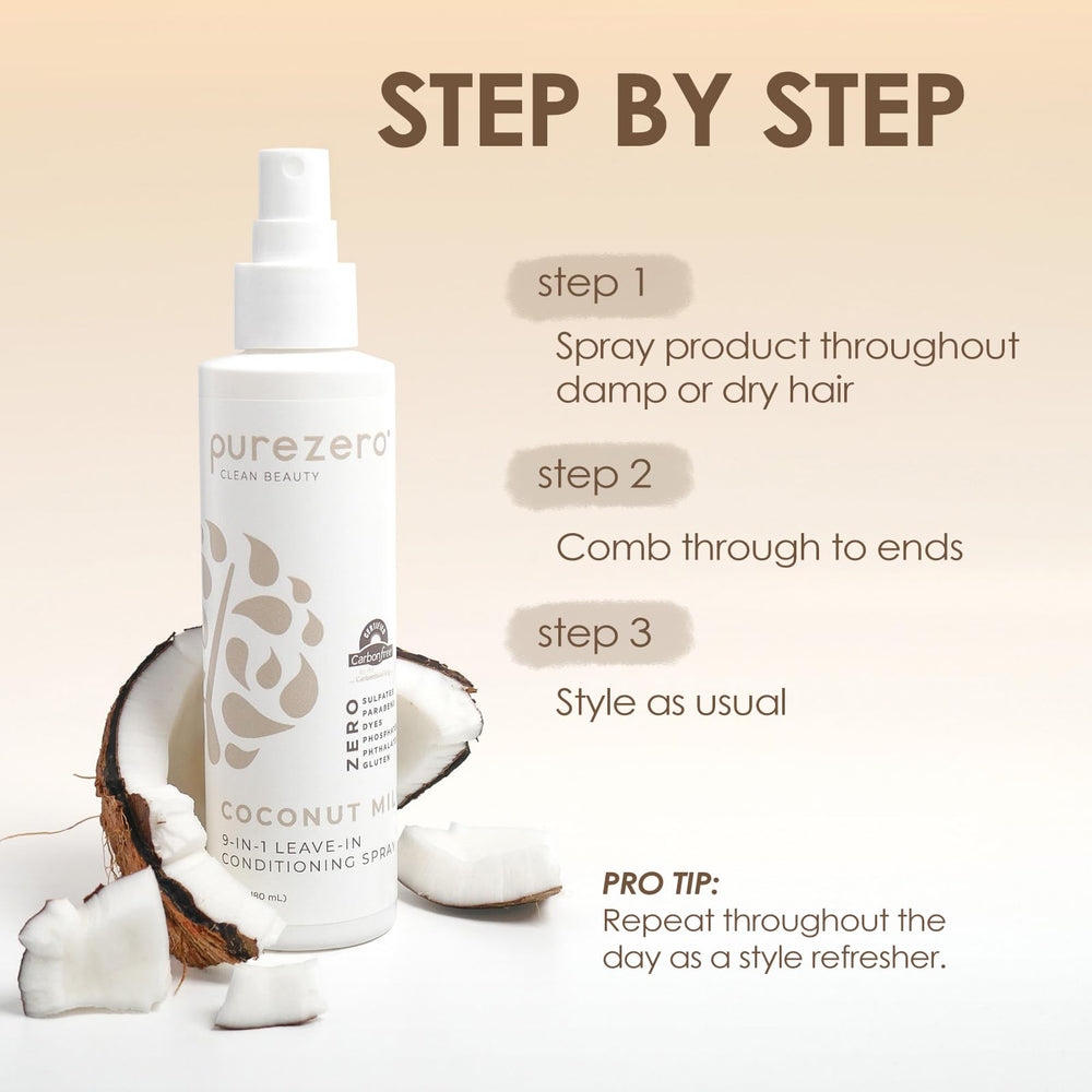 Purezero Coconut Milk dandruff care image emphasizes scalp comfort and cleanliness.