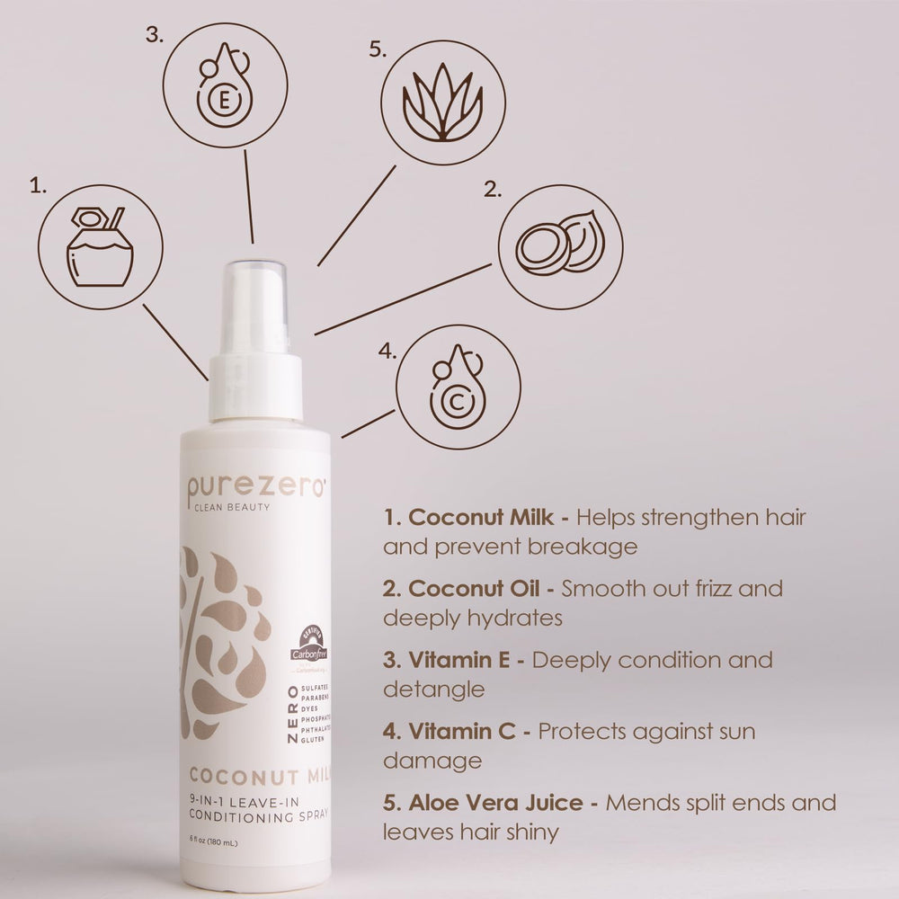 Purezero Coconut Milk frizz-control hair features smooth, manageable strands.