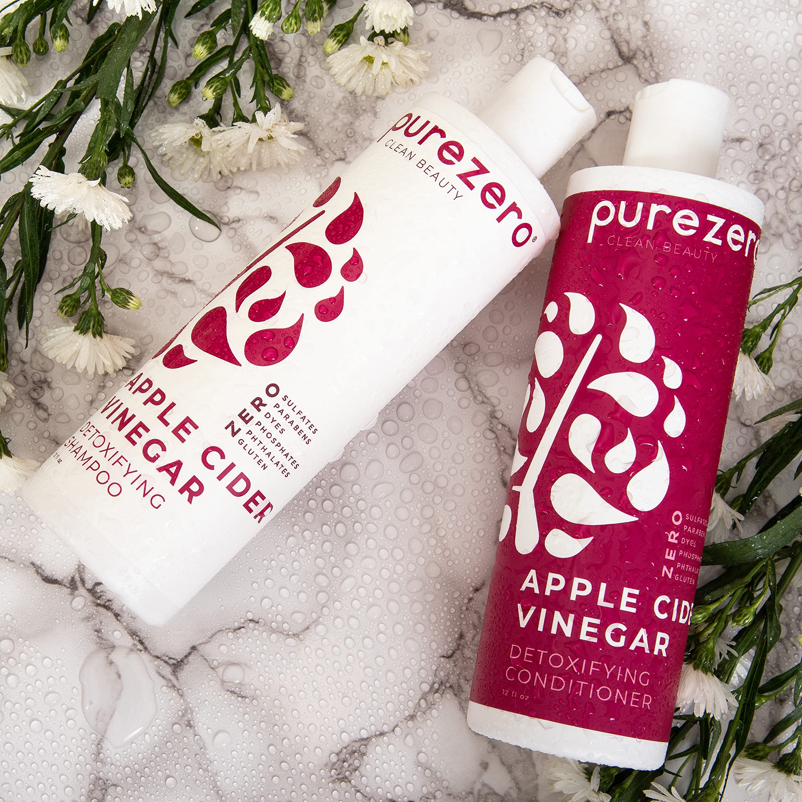 Purezero color-treated hair care routine image suggests salon shine.